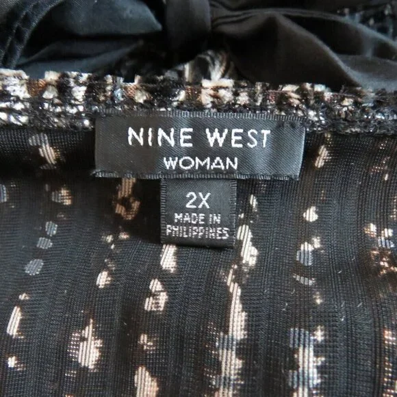 VINTAGE NINE WEST Y2K Velvet Burnout Metallic Babydoll Top Whimsigoth - Size 2X - Picture 15 of 16